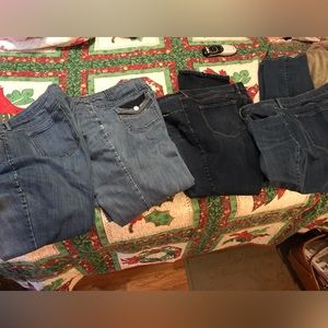 $30 for 5 pairs of Women’s size 18W blue jeans. Straight. 3 old navy, 1 C. Banks